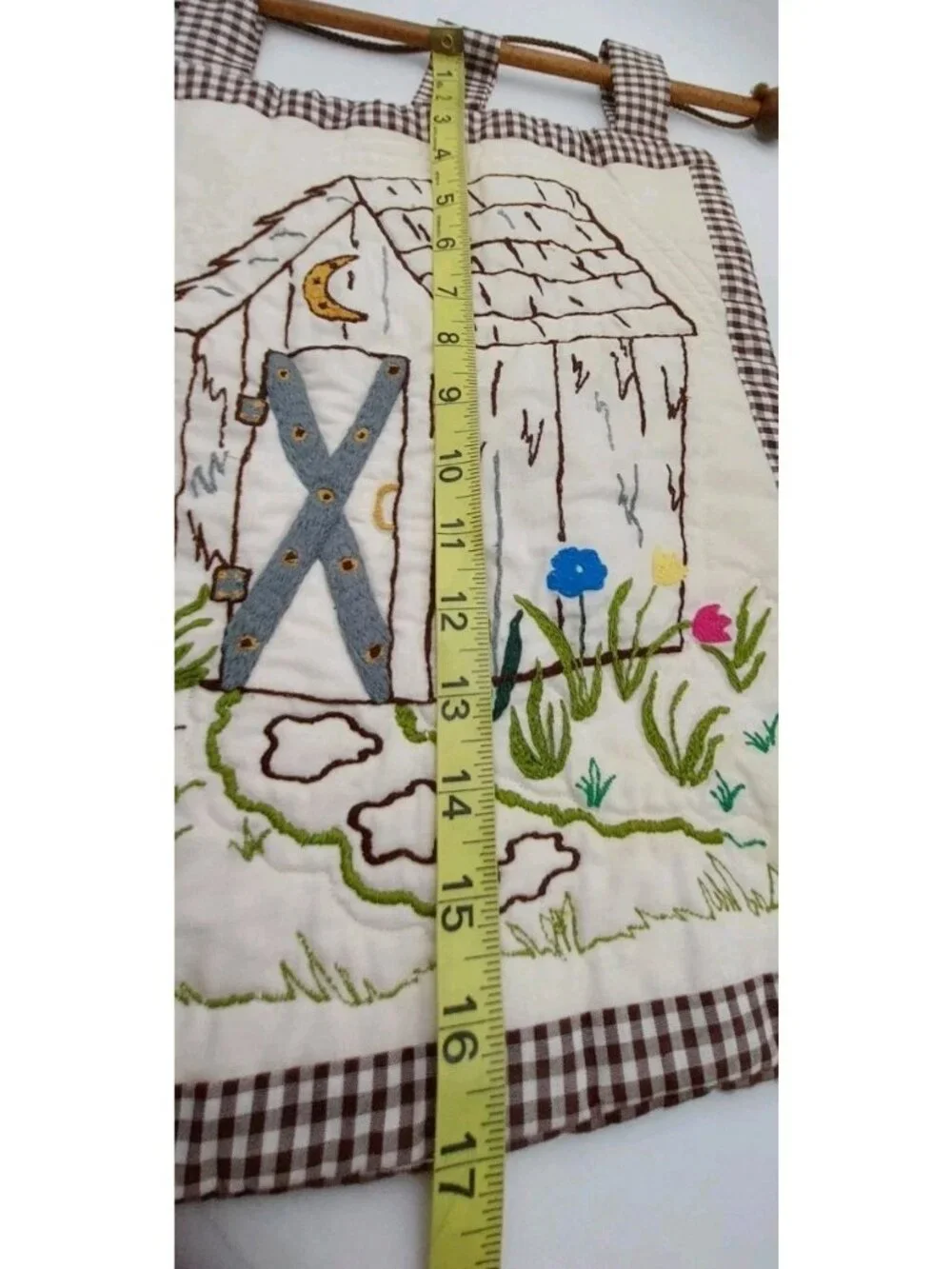 Outhouse Country Embroidered Wall Hanging Floral 17